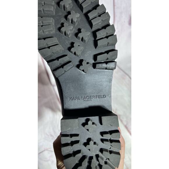 Karl Lagerfeld Paris Women's Pola Studded Lug Sole Ankle Boot Black Size 8.5 - Picture 10 of 11